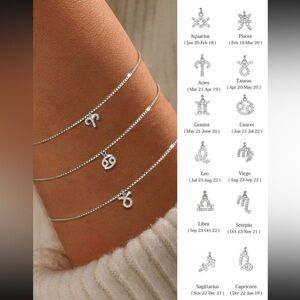 190: Zodiac sign adjustable sterling silver bracelet